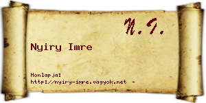 Nyiry Imre névjegykártya
